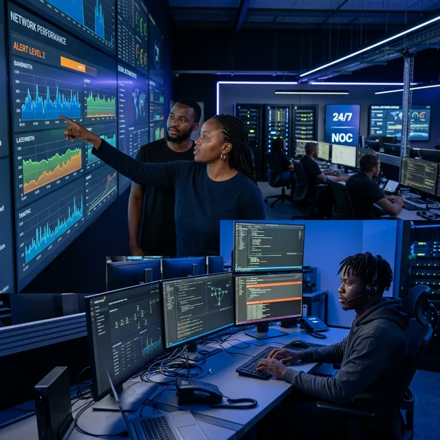 NOC operations center with African team